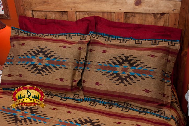 Isleta Southwest Pillow Sham -Red Isleta Southwest Pillow Sham