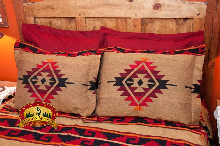 Yavapai Southwest Pillow Sham -Red Yavapai Southwest Pillow Sham