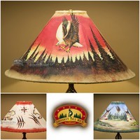 Painted leather lamp shades